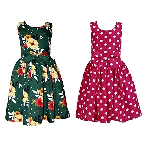 casual frock for baby girlsblue printed and olive printedpack of 2