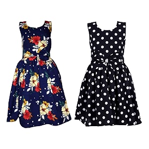 casual frock for baby girlsblue printed and olive printedpack of 2