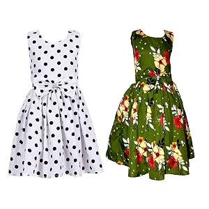 casual frock for baby girlsblue printed and olive printedpack of 2