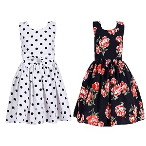 casual frock for baby girlsblue printed and olive printedpack of 2