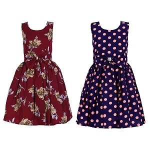casual frock for baby girlsblue printed and olive printedpack of 2