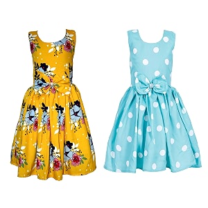 casual frock for baby girlsblue printed and olive printedpack of 2
