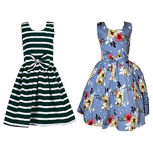 casual frock for baby girlsblue printed and olive printedpack of 2