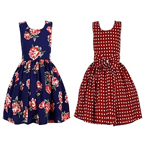 casual frock for baby girlsblue printed and olive printedpack of 2