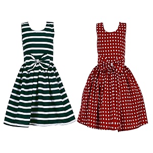 casual frock for baby girlsblue printed and olive printedpack of 2