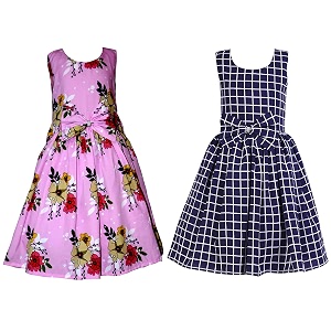 casual frock for baby girlsblue printed and olive printedpack of 2