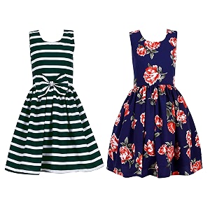 casual frock for baby girlsblue printed and olive printedpack of 2
