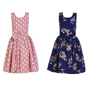 casual frock for baby girlsblue printed and olive printedpack of 2