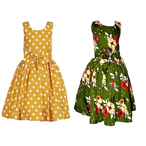 casual frock for baby girlsblue printed and olive printedpack of 2