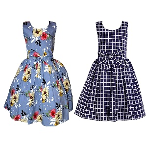 casual frock for baby girlsblue printed and olive printedpack of 2