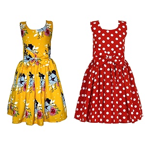 casual frock for baby girlsblue printed and olive printedpack of 2