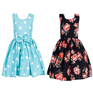 casual frock for baby girlsblue printed and olive printedpack of 2