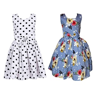 casual frock for baby girlsblue printed and olive printedpack of 2