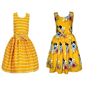 casual frock for baby girlsblue printed and olive printedpack of 2