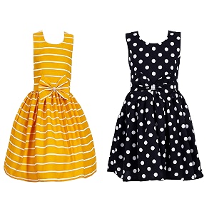 casual frock for baby girlsblue printed and olive printedpack of 2