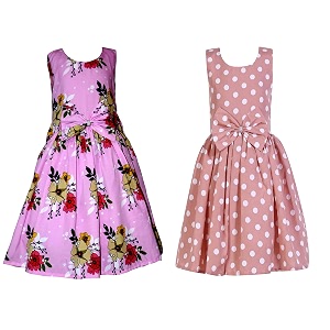 casual frock for baby girlsblue printed and olive printedpack of 2