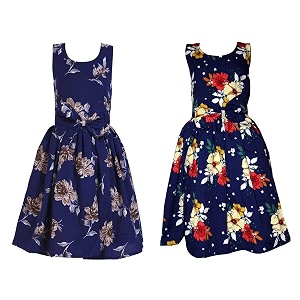 casual frock for baby girlsblue printed and olive printedpack of 2