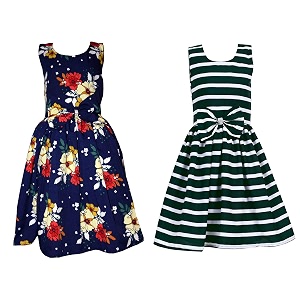 casual frock for baby girlsblue printed and olive printedpack of 2