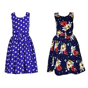 casual frock for baby girlsblue printed and olive printedpack of 2