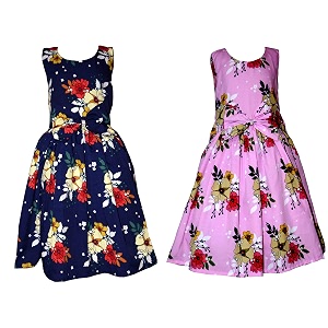 casual frock for baby girlsblue printed and olive printedpack of 2