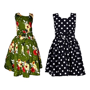 casual frock for baby girlsblue printed and olive printedpack of 2
