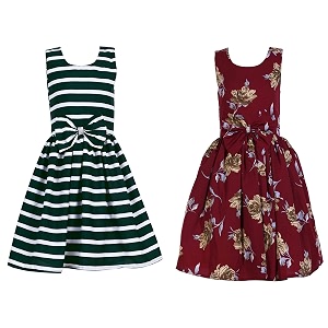 casual frock for baby girlsblue printed and olive printedpack of 2