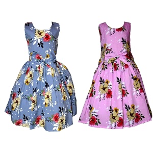 casual frock for baby girlsblue printed and olive printedpack of 2