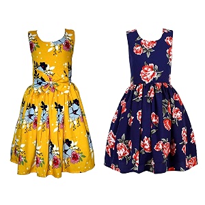 casual frock for baby girlsblue printed and olive printedpack of 2