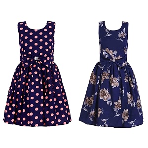 casual frock for baby girlsblue printed and olive printedpack of 2