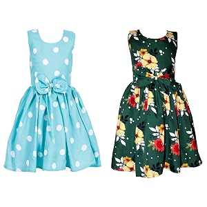 casual frock for baby girlsblue printed and olive printedpack of 2