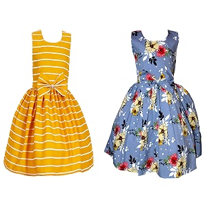 casual frock for baby girlsblue printed and olive printedpack of 2