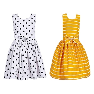 casual frock for baby girlsblue printed and olive printedpack of 2