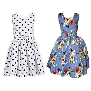casual frock for baby girlsblue printed and olive printedpack of 2