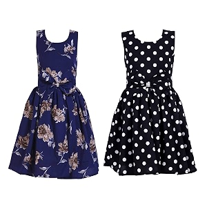 casual frock for baby girlsblue printed and olive printedpack of 2