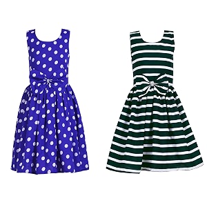 casual frock for baby girlsblue printed and olive printedpack of 2