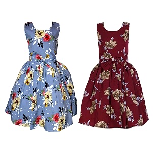 casual frock for baby girlsblue printed and olive printedpack of 2