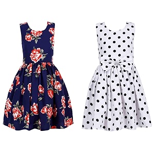 casual frock for baby girlsblue printed and olive printedpack of 2