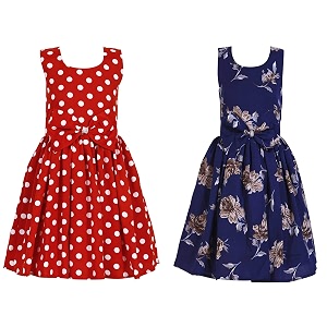 casual frock for baby girlsblue printed and olive printedpack of 2