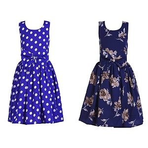casual frock for baby girlsblue printed and olive printedpack of 2