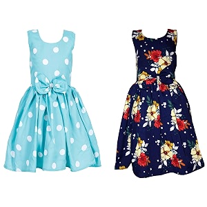 casual frock for baby girlsblue printed and olive printedpack of 2