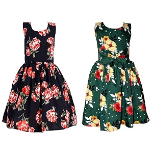 casual frock for baby girlsblue printed and olive printedpack of 2