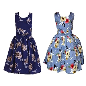 casual frock for baby girlsblue printed and olive printedpack of 2