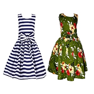 casual frock for baby girlsblue printed and olive printedpack of 2