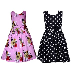 casual frock for baby girlsblue printed and olive printedpack of 2
