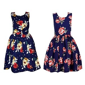 casual frock for baby girlsblue printed and olive printedpack of 2