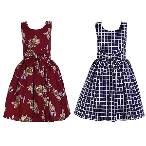casual frock for baby girlsblue printed and olive printedpack of 2
