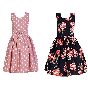 casual frock for baby girlsblue printed and olive printedpack of 2