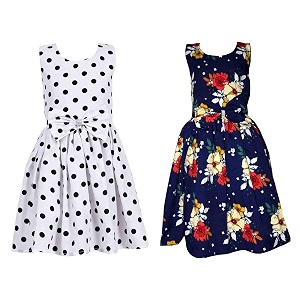casual frock for baby girlsblue printed and olive printedpack of 2