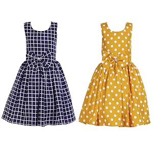 casual frock for baby girlsblue printed and olive printedpack of 2
