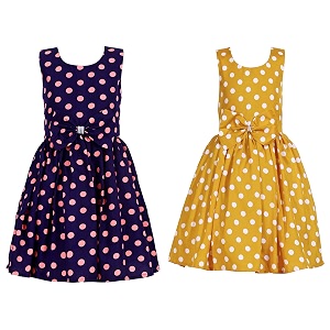 casual frock for baby girlsblue printed and olive printedpack of 2